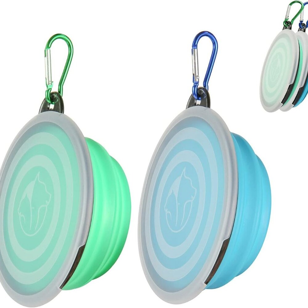 Collapsible Bowl with Cover Lids,2 Pack Dog Travel Bowls Portable Foldable Cat W
